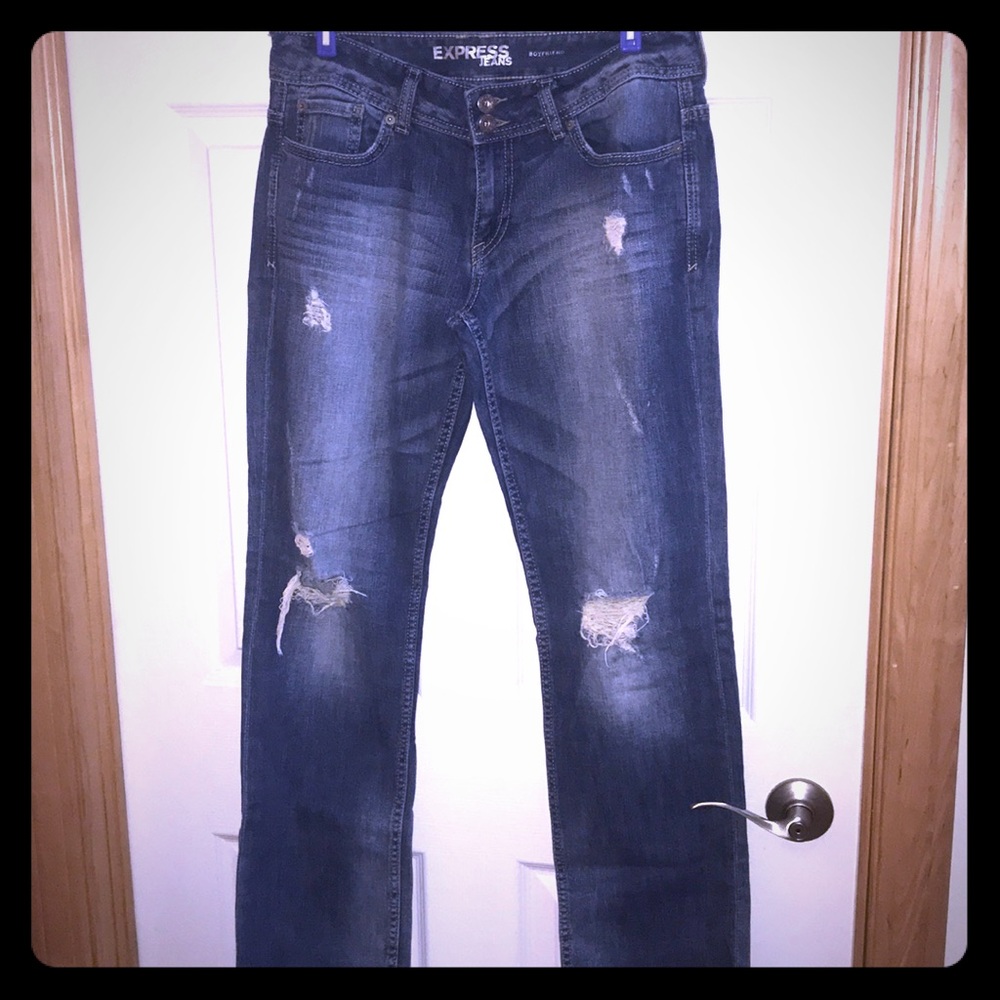 Express boyfriend frayed jeans